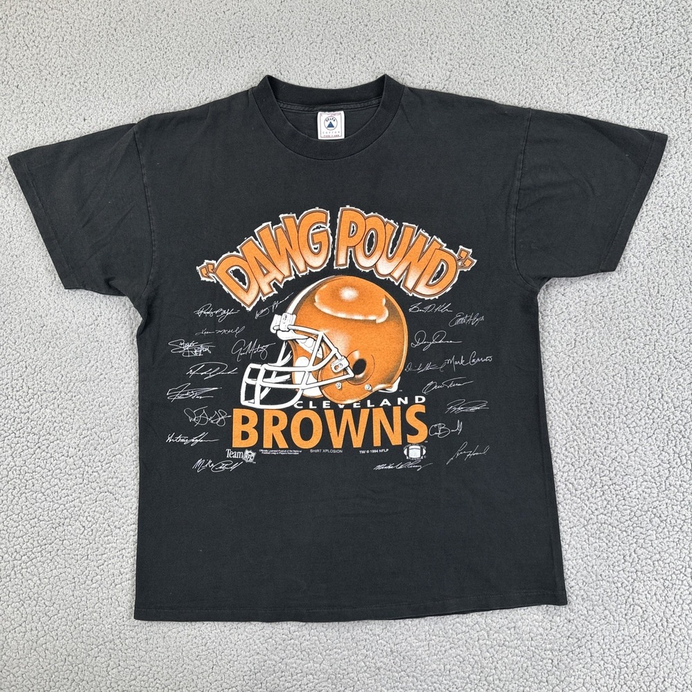 VTG 90s Cleveland Browns Dawg Pound Shirt Men Large Black Single Stitch USA Made